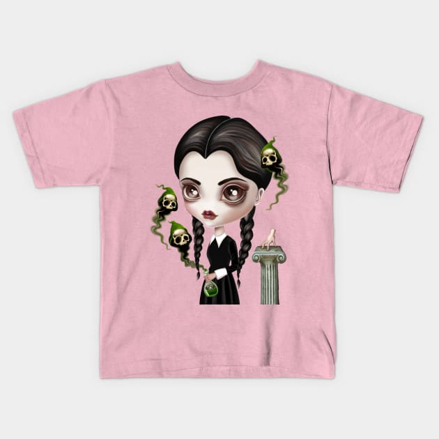 Be Afraid - Wednesday Addams Kids T-Shirt by sandygrafik